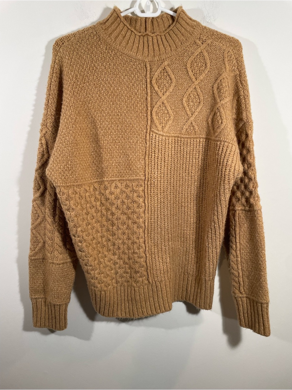 American Eagle mock turtleneck patchwork knit sweater S